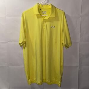 Under Armour HeatGear Yellow Polo Shirt Men’s XL Loose Fit